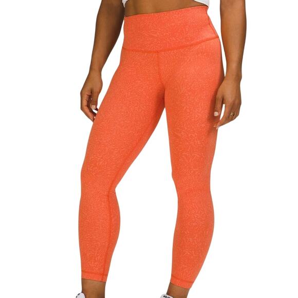 Lululemon Wunder Train High-Rise Tight Crunch Warm Coral Women's Size 20 EUC - Picture 1 of 11